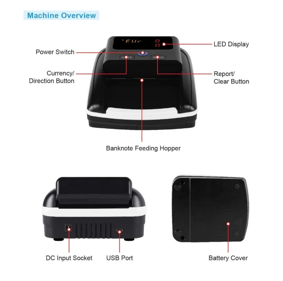 Al-130 Small Portable Fake Money Detector Machine Counterfeit Bill Detector