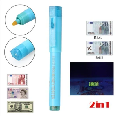2 в 1 ручка для обнаружения поддельных денег, ручка для проверки банкнот, УФ-черный детектор валюты